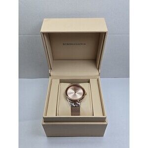 BCBGMAXAZRIA BG50671003 Womens Rose Gold Mesh Stainless Quartz Watch New Battery
